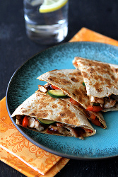 Asian Quesadilla with Chicken, Zucchini and Hoisin Sauce