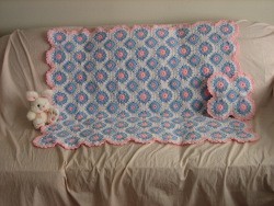 Lacy Crochet Afghan and Pillow