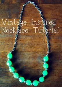Vintage Inspired Green Beaded Necklace