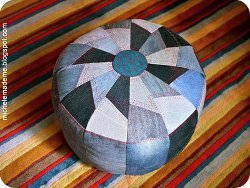 Patchwork Denim Pouf Cushion