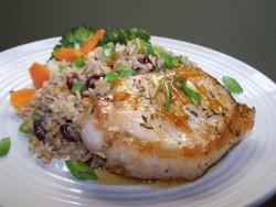 Apricot Citrus Pork Chops with Walnut Cranberry Rice