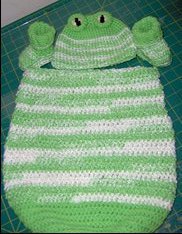Crochet Frog Cocoon, Hat & Booties