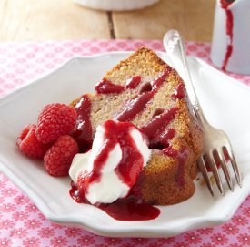 Raspberry Honey Cake with Raspberry Sauce