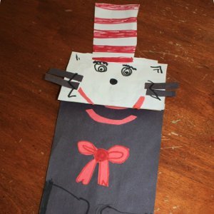 Cat in the Hat Sack Puppet