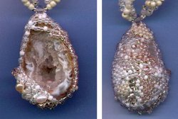 Freeform Peyote Beaded Geode Pendant