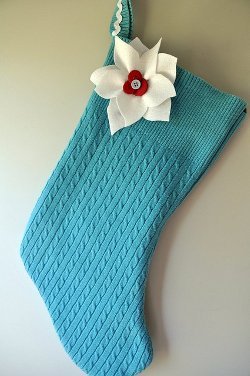 Sweater Stocking with Felt Poinsettia