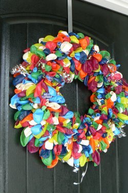 Balloons and Streamers Birthday Wreath