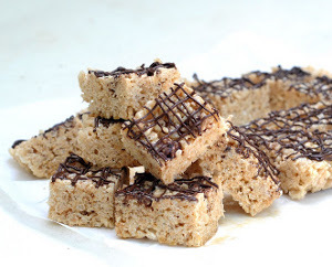 Brown Butter Rice Crispy Treats with Chocolate