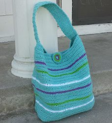 Striped Crochet Bag with Button