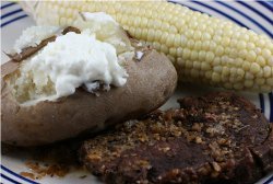 Layered Dinner: Steak, Potatoes, Corn on the Cob