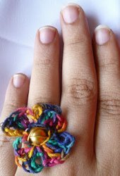 Colorful Crochet Flower Ring