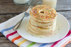 Doughnut Pancakes with Doughnut Glaze Syrup