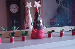 No Sew Cotton Reel and Holly Ornament