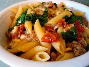 Sausage and Spinach Penne Skillet Supper