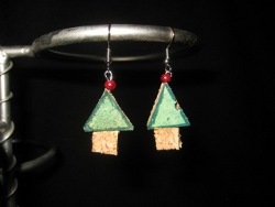 Christmas Tree Cork Earrings