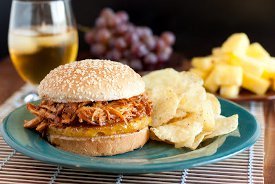 Hawaiian BBQ Pulled Chicken Sandwiches