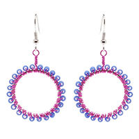 Fuchsia Wire Wrapped Hoops