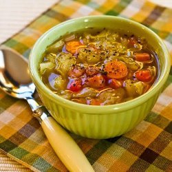 Ham and Cabbage Soup with Red Bell Pepper