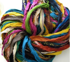 "At the Bahamas" Recycled Silk Sari Ribbon Yarn