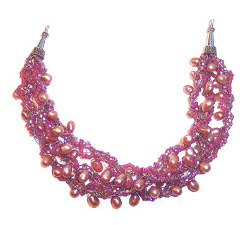 Bold and Beautiful Crocheted Pearls Necklace