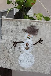 Burlap Snowman Flag