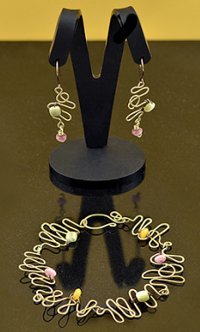 Scribbled Wire Bracelet and Earrings