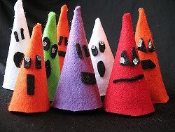 Colorful Funny Face Felt Ghosts
