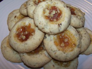 Apricot Walnut Thumbprint Cookies