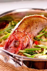 Gluten Free Roast Snapper with Spring Vegetables Recipe ...