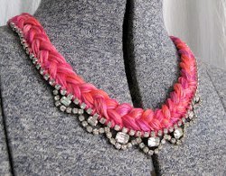 Glam Rhinestone and Embroidery Floss Necklace