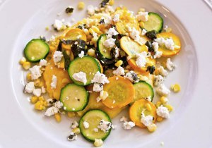 Corn and Goat Cheese Polenta with Squash
