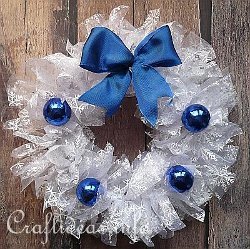 Ruffled Organza Snow Wreath