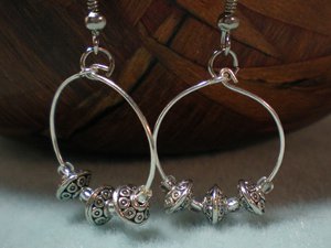 Silver Spacer Bead Hoops