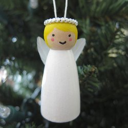 Little Wooden Angel Ornament