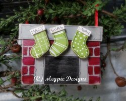 Family Stockings and Chimney Ornament