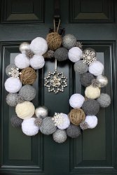 Yarn Snowball Wreath