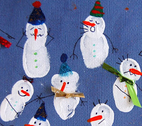 Fingerprint Snowmen Holiday Card