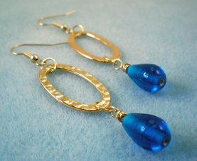 Regal Hammered Hoop Bead Earrings