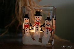 Snowman Fingerprints Candle Holder