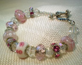 Pandora-Style Glass Bead and Crystal Bracelet
