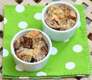 Savory Bread Pudding with Ham and Cheddar