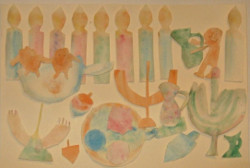 Thrifty 3D Hanukkah Watercolor Picture