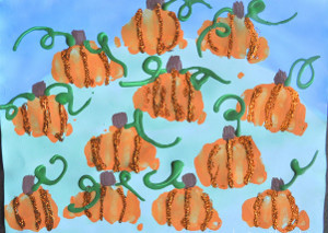 Punchin' Fist Print Pumpkin Patch Painting