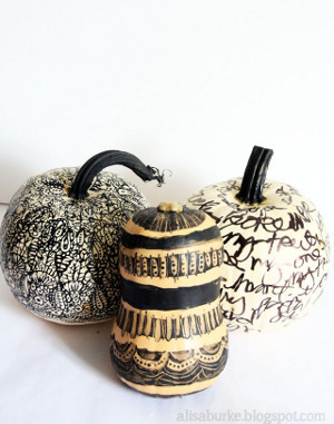 Black and White Painted Pumpkin