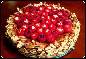 Raspberry Mocha Cream Cookie Dough Cake | FaveGlutenFreeRecipes.com