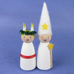 Santa Lucia and Star Boy Wooden Doll Ornaments