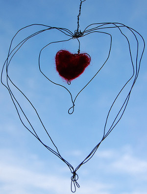 Wire Wrapped Felted Heart