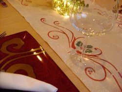 Simple Holly Themed Table Runner