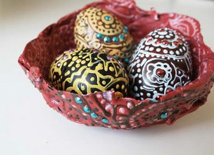 Painted Eggs in a Nest
