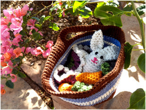 Crocheted Bunny in a Basket